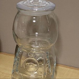 Clear glass stripped canister with lid jar gumball